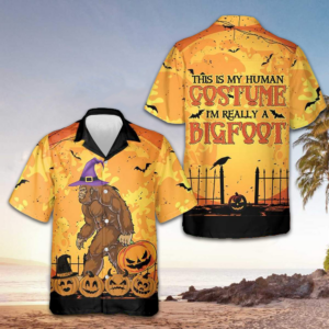 This Is My Human I'm Really A Bigfoot Hawaiian Shirt Funny Bigfoot Halloween Shirt For Men