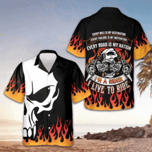 I'm A Rider I Live To Ride Hawaiian Shirt Motorcycle Lovers Skull Shirt GIfts For Men