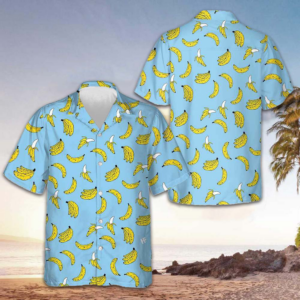 Summer Banana Seamless Pattern Hawaiian Shirt Men's Beach Button Up Gifts For Husband