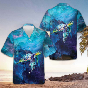 Turtle On Cloud Hawaiian Shirt Beach Button Up Shirt Gifts For Turtle Lovers