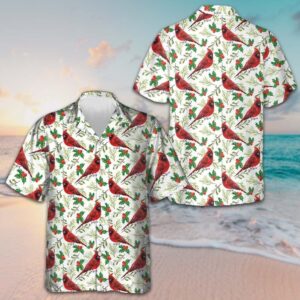 Christmas Pattern Red Cardinal Hawaiian Shirt Men's Christmas Shirts Gifts For Dude
