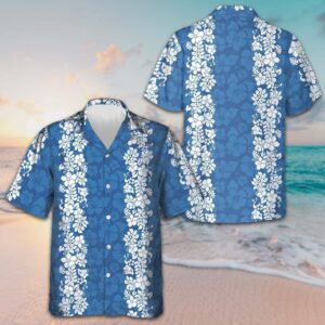 Blue Hibiscus Pattern Hawaiian Shirt Tropical Short Sleeve Button Down Gifts For Guys