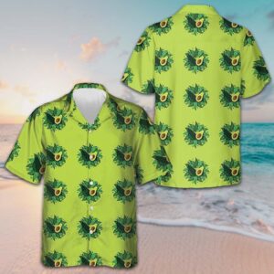 Avocado On Light Green Hawaiian Shirt Men's Summer Button Up Shirts Best Gifts For Brother