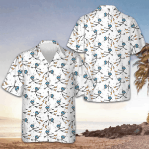 Stick Figures Scuba Diving Hawaiian Shirt Button Up Beach Shirts Men's Gifts For Divers