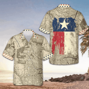 Old Map Of Texas Vintage Hawaiian Shirt Men's Button Up Shirt For Texas Lovers