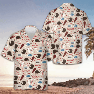 Seamless Pattern Of Baseball Equipment Hawaiian Shirt Men's Button Up Gifts For Baseball Lovers