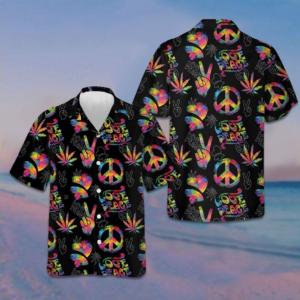 Love Peace Hippie Hawaiian Shirt Peace Symbols Button Up Shirt Men Gift Ideas