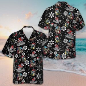 Christmas Party Night With Skeletons Hawaiian Shirt Funny Santa Skeleton Shirt Best Gifts