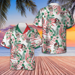 Mexico Floral Pattern Sugar Skull Hawaiian Shirt Day Of The Dead Shirt Gifts For Him