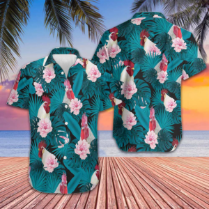 White Rooster Hawaiian Shirt Men's Summer Button Up Shirts Gifts For Boyfriend