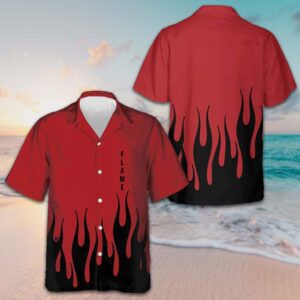 Black Flame Red Hawaiian Shirt Men's Short Sleeve Button Up Gifts For Stepson