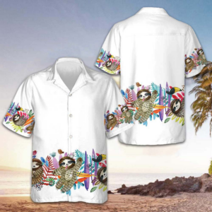 Sloth And Tropical Plant Hawaiian Shirt Cute Summer Shirt Sloth Lovers Gifts Men