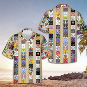 Peace Love Hippie Hawaiian Shirt Peace Sign Pattern Shirt Gifts For Boyfriend