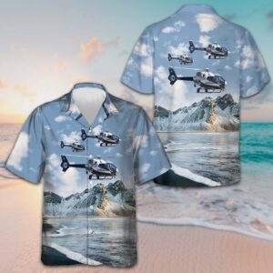 Helicopter On Ocean Background Hawaiian Shirt Best Men's Summer Shirts Gifts For Dude