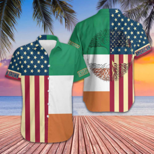 American Grown With Irish Root Hawaiian Shirt Patriotic Button Up Shirt Gifts For Irish