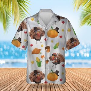 Turkey Pumpkin Thanksgiving Hawaiian Shirt Happy Thanksgiving Aloha Shirt Apparel Gifts