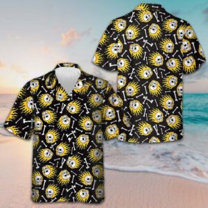 Flaming Skull Pattern Hawaiian Shirt Men's Beach Button Up Shirts Unique Gifts For Husband