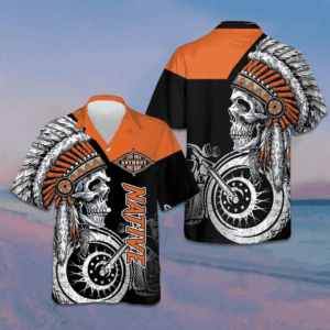 Live Free Ride Hard Native Skull Hawaiian Shirt Native Indian Motorcycle Shirt Gifts For Son