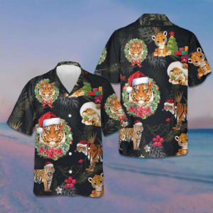 Merry Christmas Tiger Hawaiian Shirt Men's Christmas Shirts Gifts For Tiger Lovers