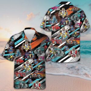Cars Show Hawaiian Shirt Summer Button Up Shirts Men's Car Enthusiast Gifts