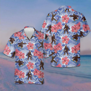 Tropical Christmas Bigfoot Hawaiian Shirt Button Up Summer Shirts For Men Gift Ideas