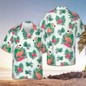 Flamingo Tropical Hawaiian Shirt Button Up Beach Shirts Men Gifts For Flamingo Lovers