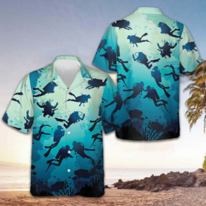 Scuba Diving Beach Hawaiian Shirt Button Up Beach Shirts Men's Best Gifts For Scuba Divers