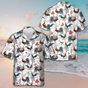 Christmas Chicken With Poinsettia Flower Hawaiian Shirt Cool Christmas Shirt Gifts For Son