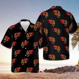 Flaming Angry Skull Hawaiian Shirt Men's Short Sleeve Summer Shirts Gifts For Skull Lovers