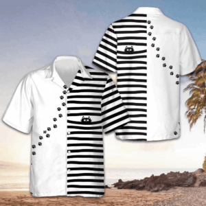 Black Cat Paw Print Hawaiian Shirt Best Men's Summer Shirts Best Gift For Cat Lovers