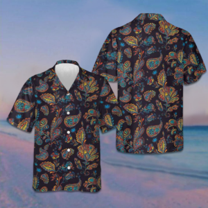 Paisley Watercolor Floral Pattern Hawaiian Shirt Summer Button Up Shirts Gifts For Him