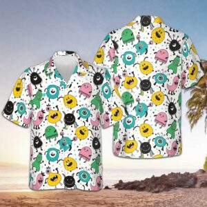 Funny Monsters Hawaiian Shirt Summer Short Sleeve Shirts Gifts For Boyfriend