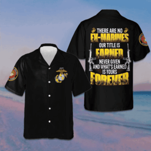 USMC Earned Never Given Hawaiian Shirt Proud USMC Short Sleeve Button Up Men Gift Ideas