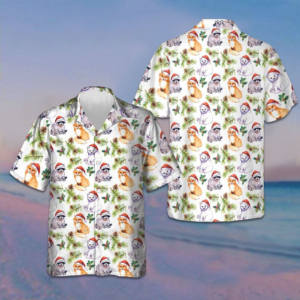 Cute Animals In Christmas Hat Hawaiian Shirt Merry Xmas Button Up Shirt Men Best Gifts