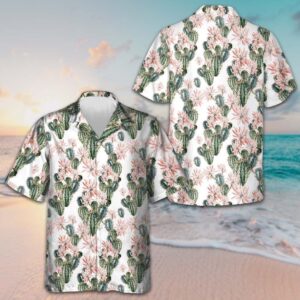 Cactus Pattern Hawaiian Shirt Men's Button Up Shirts Summer Presents For Husband