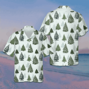 Christmas Tree Pattern Hawaiian Shirt Beach Button Down Gifts For Him