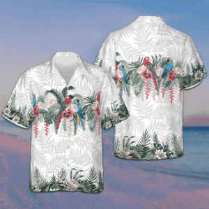 Botanical Lotus And Macaw Parrot Hawaiian Shirt Beach Button Down Shirt Men
