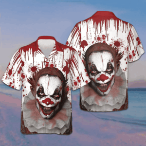 Scary Halloween Clown Faces Hawaiian Shirt Horror Button Up Shirts Gifts For Halloween