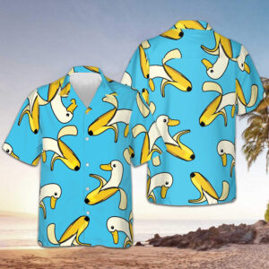Banana Duck Hawaiian Shirt Funny Cute Men's Button Up Shirts Summer Gifts For Nephew