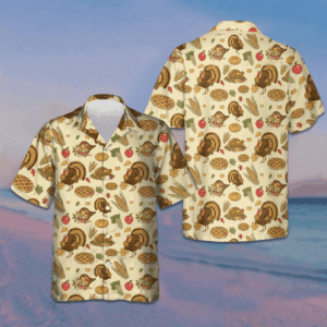 Thanksgiving Pattern Hawaiian Shirt Men's Button Down Shirts Gifts For Thanksgiving