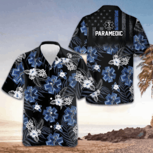 Paramedic The Blue Hawaiian Shirt Men's Tropical Button Down Shirts Paramedic Gift Ideas