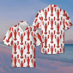 Geometric Lobster Pattern Hawaiian Shirt Summer Button Up Gifts For Lobster Lovers
