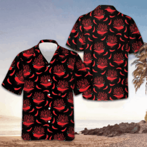Red Hot Chilli Pepper Hawaiian Shirt Button Up Beach Shirts Men Gifts For Dude