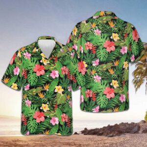 Floral Pattern Summer Hawaiian Shirt Beach Short Sleeve Button Down Presents For Son