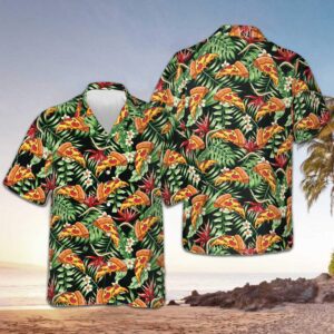 Funky Tropical Pizza Hawaiian Shirt Vacation Button Up Good Gifts For Boyfriend