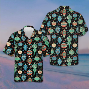 Colorful Christmas Balls Hawaiian Shirt Short Sleeve Button Up Gifts For Christmas