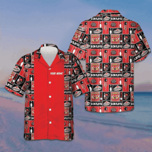 Custom Red Bowling Hawaiian Shirt Bowling Players Button Up Shirt Men Gifts For Summer