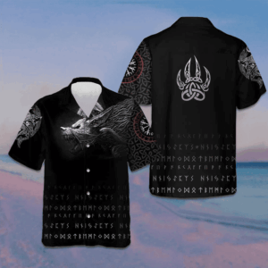 Fenrir Wolf Hawaiian Shirt Short Sleeve Button Down Gifts For Brother