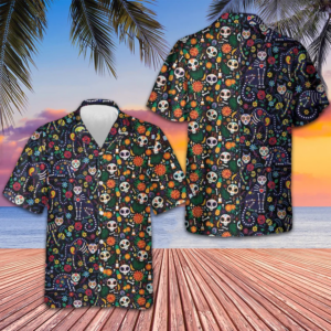 Calavera Cats And Sugar Skulls Hawaiian Shirt Dia De Los Muertos Shirt Men Day Of The Dead Gift