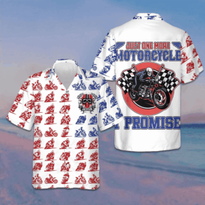 Custom American Skull Motorcycle Hawaiian Shirt Just One More Motorcycle I Promise